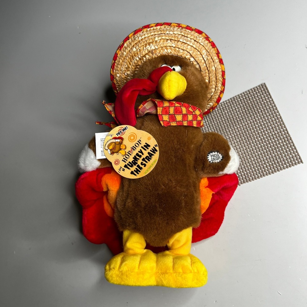 Hip Hop Turkey In The Straw Animated Singing Hopping Plush Thanksgiving 12 Inch